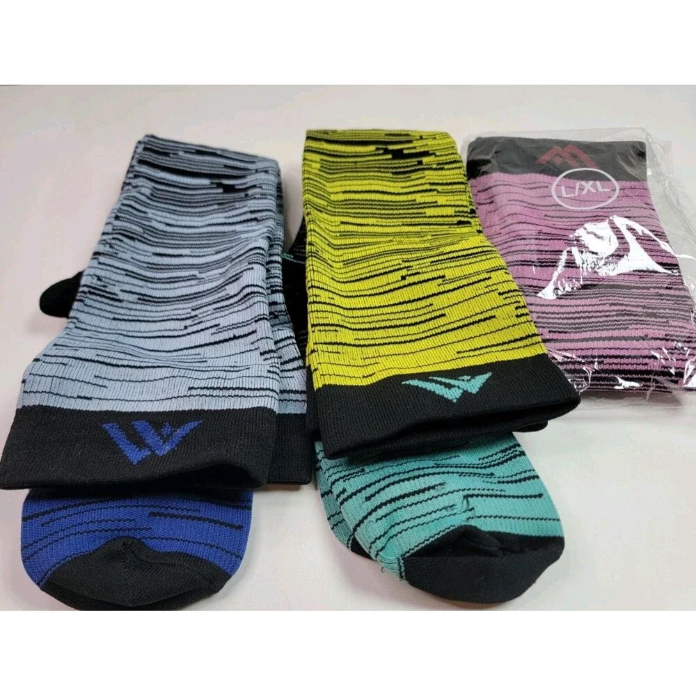 High-Class Mix Compression Socks L/XL Washed Once, Never Worn, Multicolor 3 Pair
